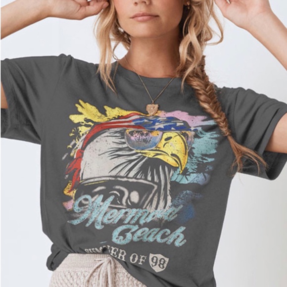 Mermaid Beach Eagle Island Boho Graphic Tee - Picture 2 of 12